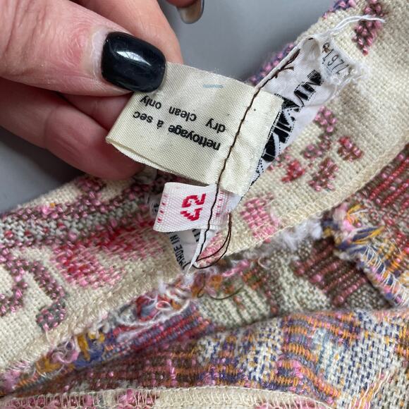 60s LANVIN Maxi Skirt Vintage Paisley Wool 27.5" Waist Size 42 Brocade Paris - Picture 10 of 11